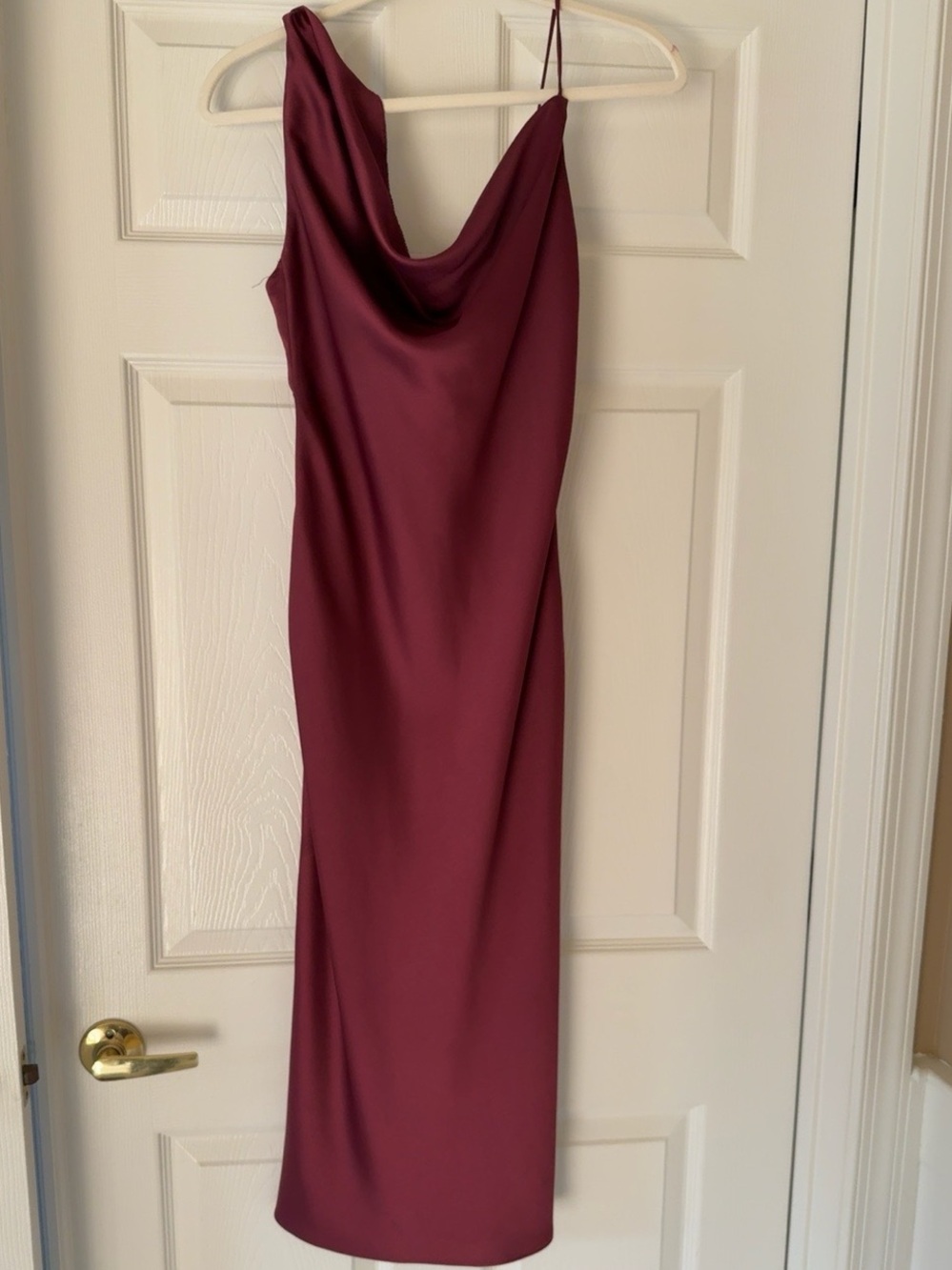 NWT BHLDN Anthropologie Burgundy Satin Cowl Neck Midi Dress Size 4